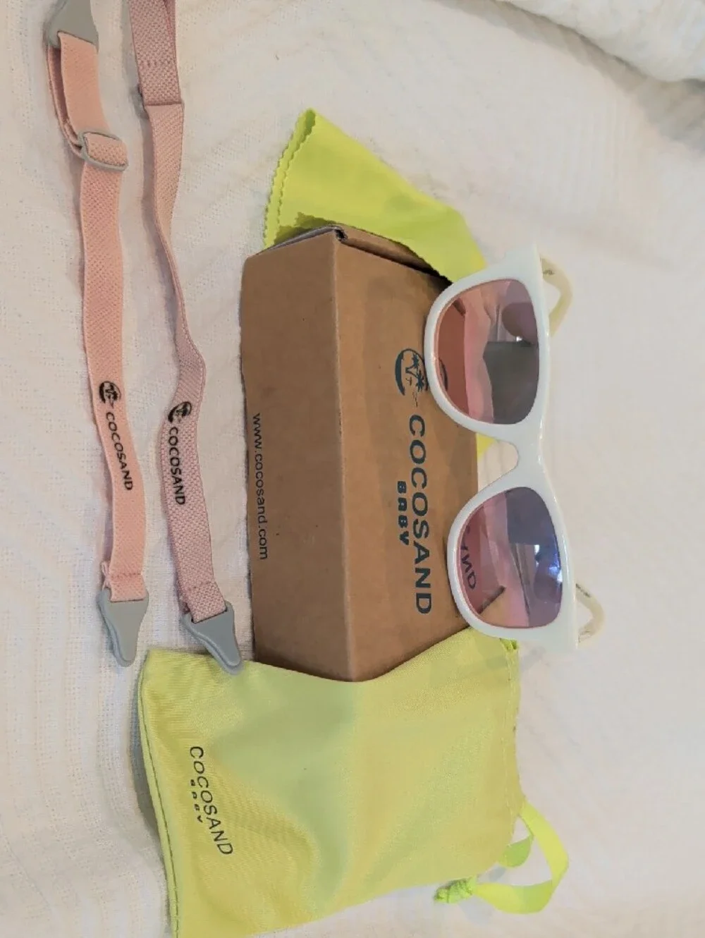 Kids Cocosand White Sunglasses with Pink Lenses Polarized